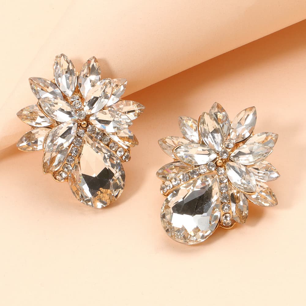 floral glass stone studs