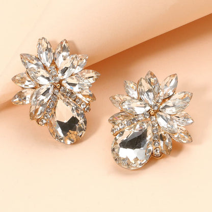 floral glass stone studs