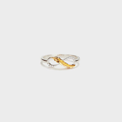 feather zircon silver ring