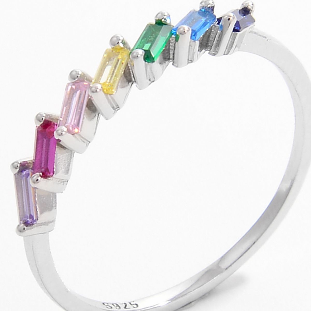 contrast zircon silver ring