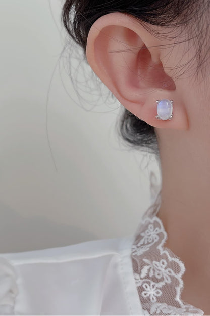 moonstone silver stud earrings
