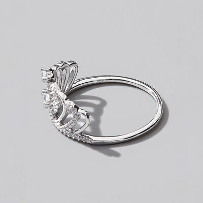 crown zircon silver ring