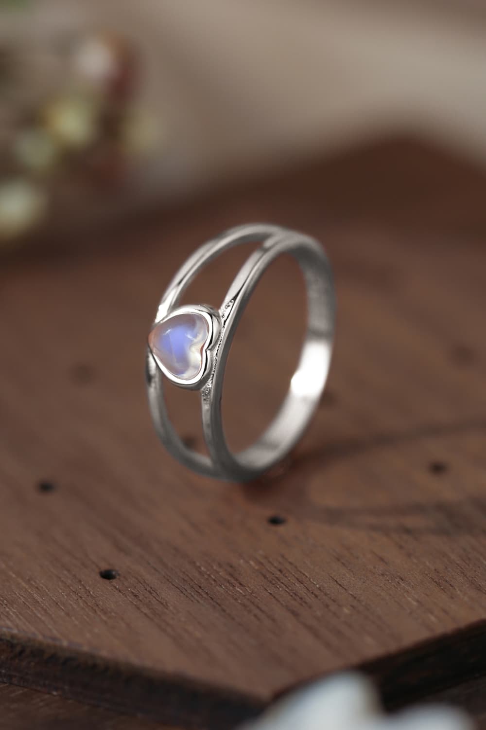 moonstone heart silver ring