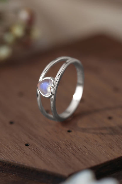 moonstone heart silver ring