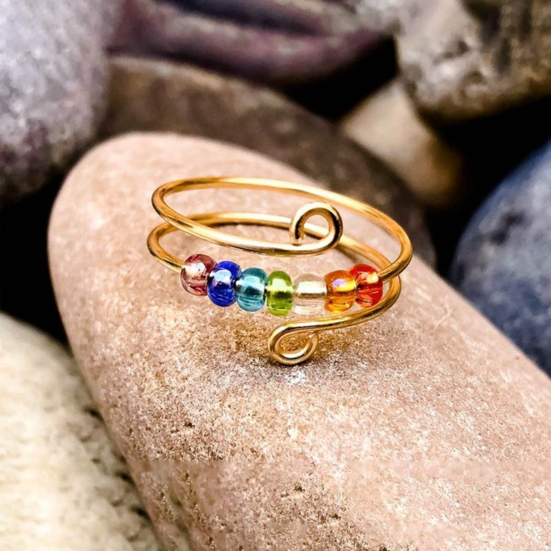 beaded wrap silver ring
