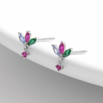 geometric zircon silver studs