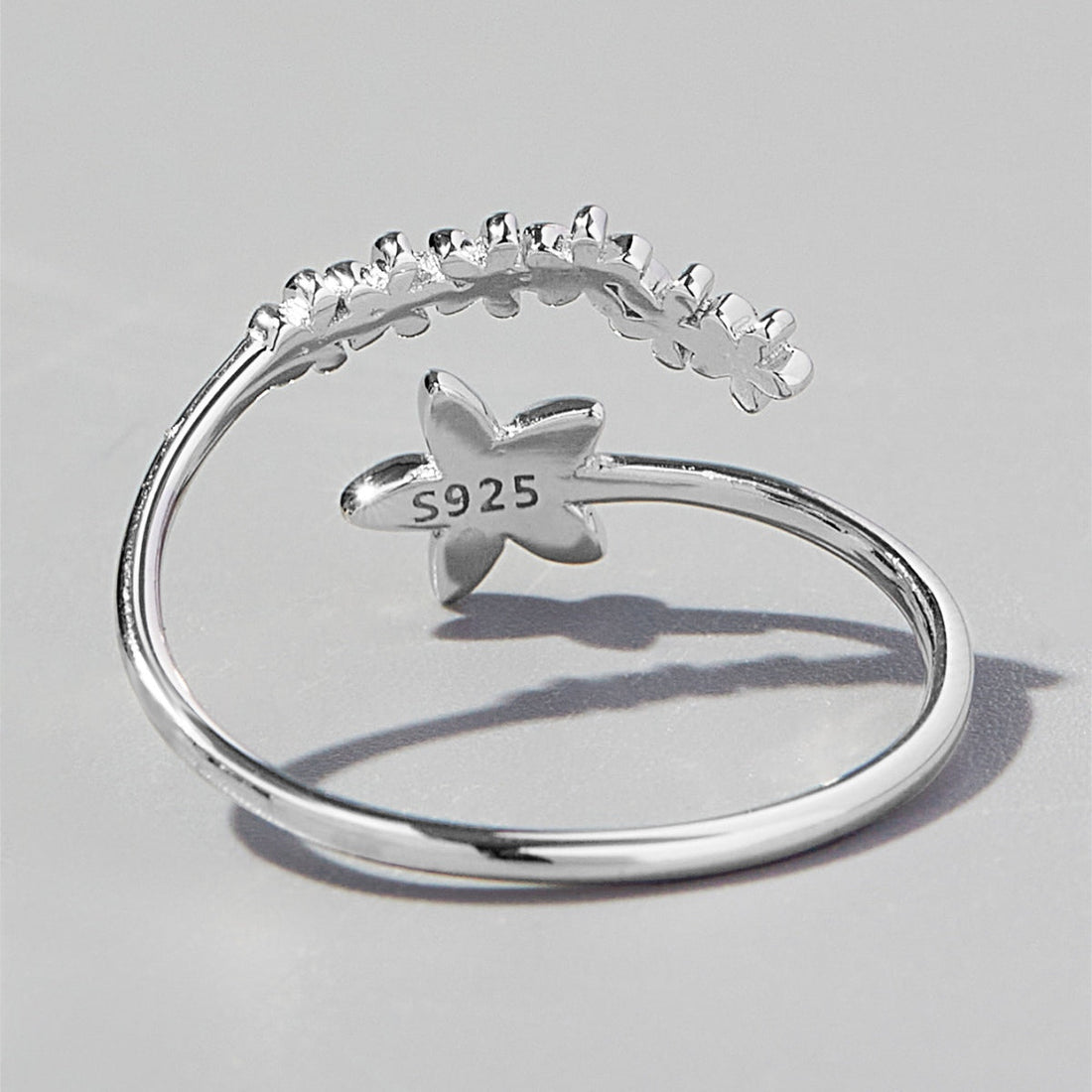 floral silver ring