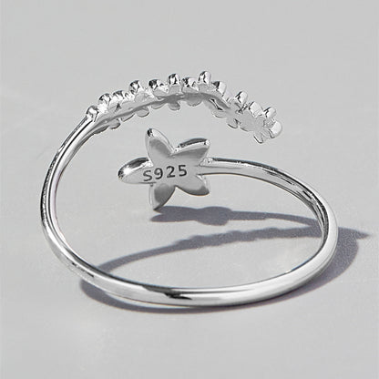 floral silver ring