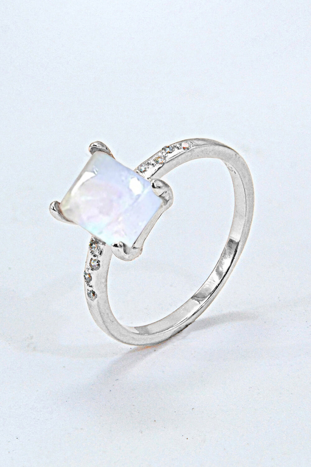 square moonstone silver circle