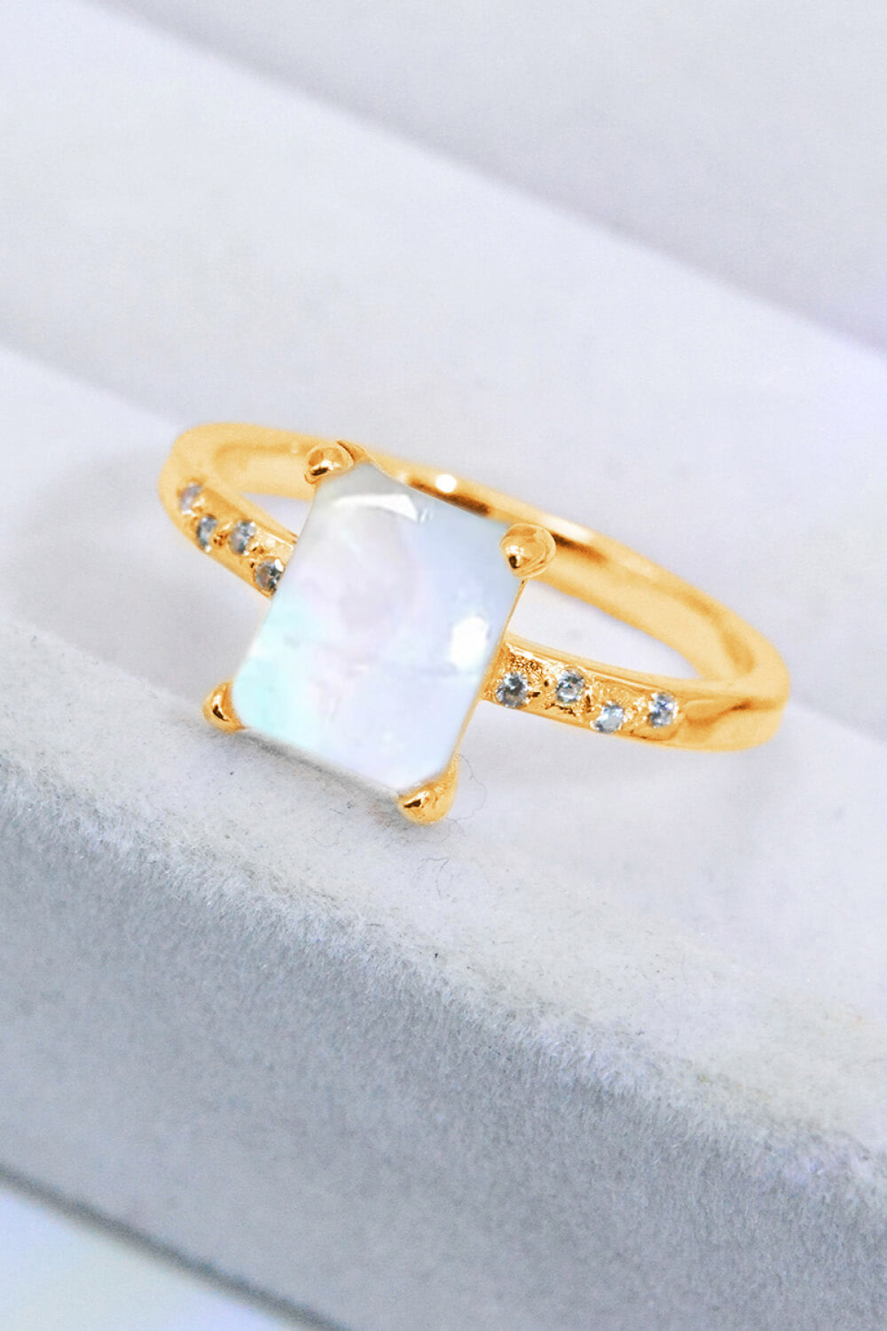 square moonstone silver circle