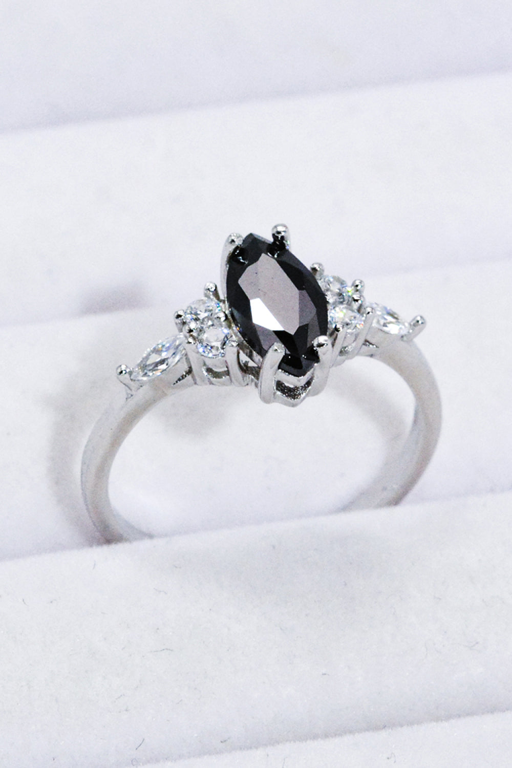 black agate silver ring