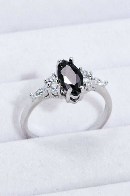 black agate silver ring