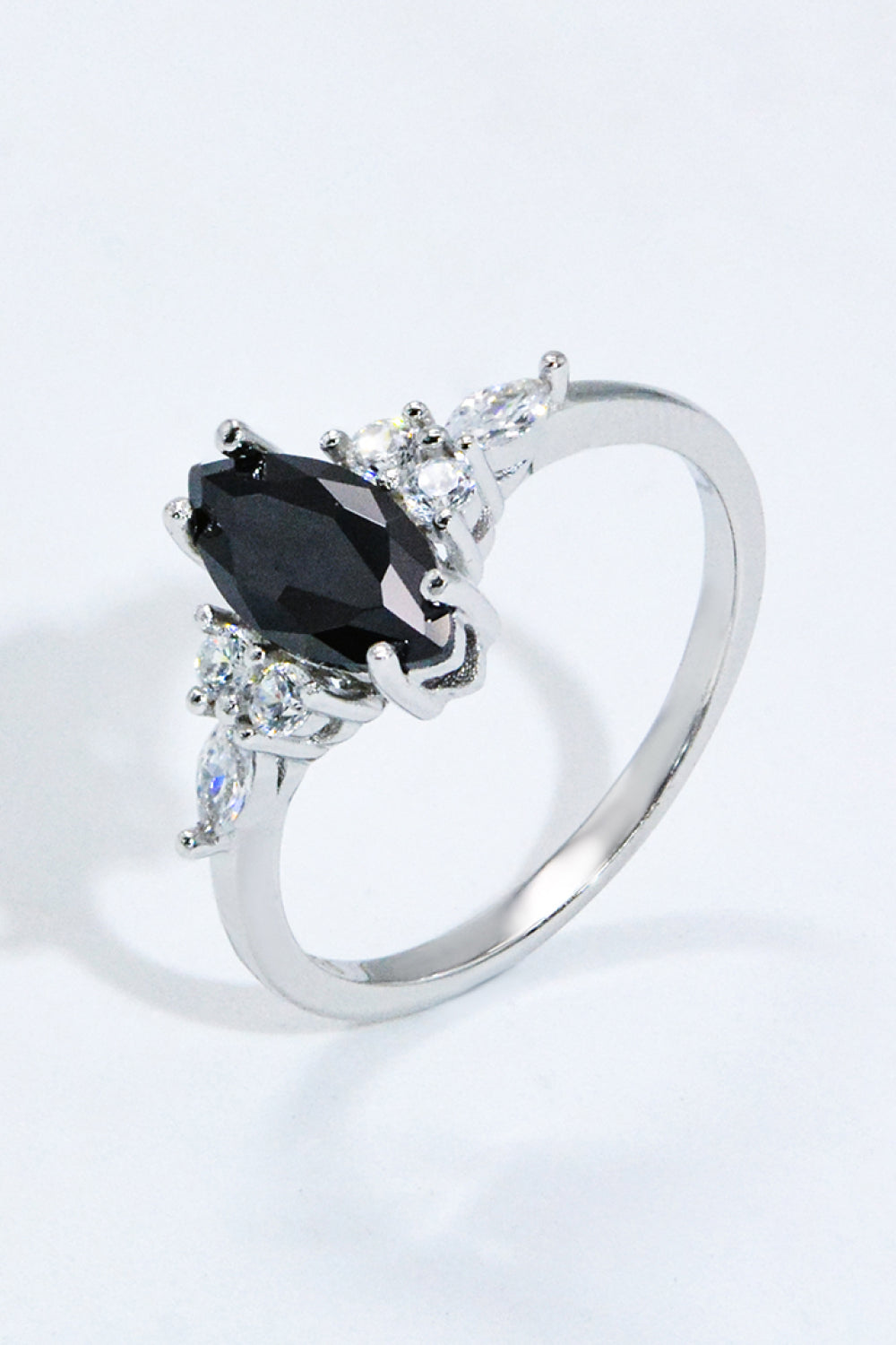 black agate silver ring
