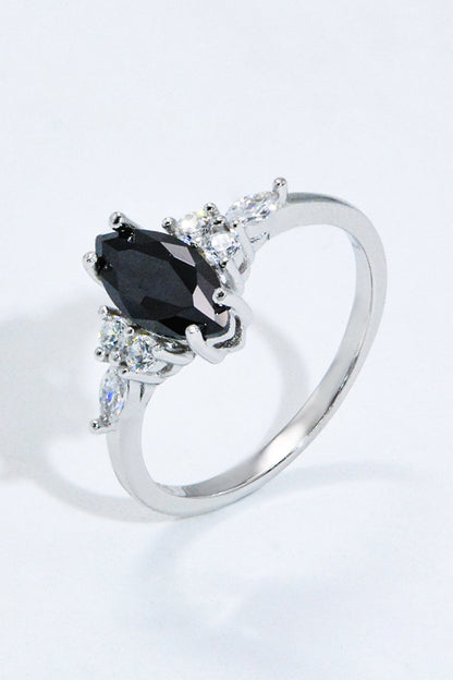 black agate silver ring