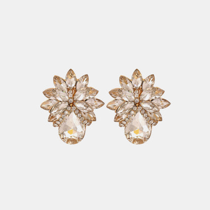 floral glass stone studs
