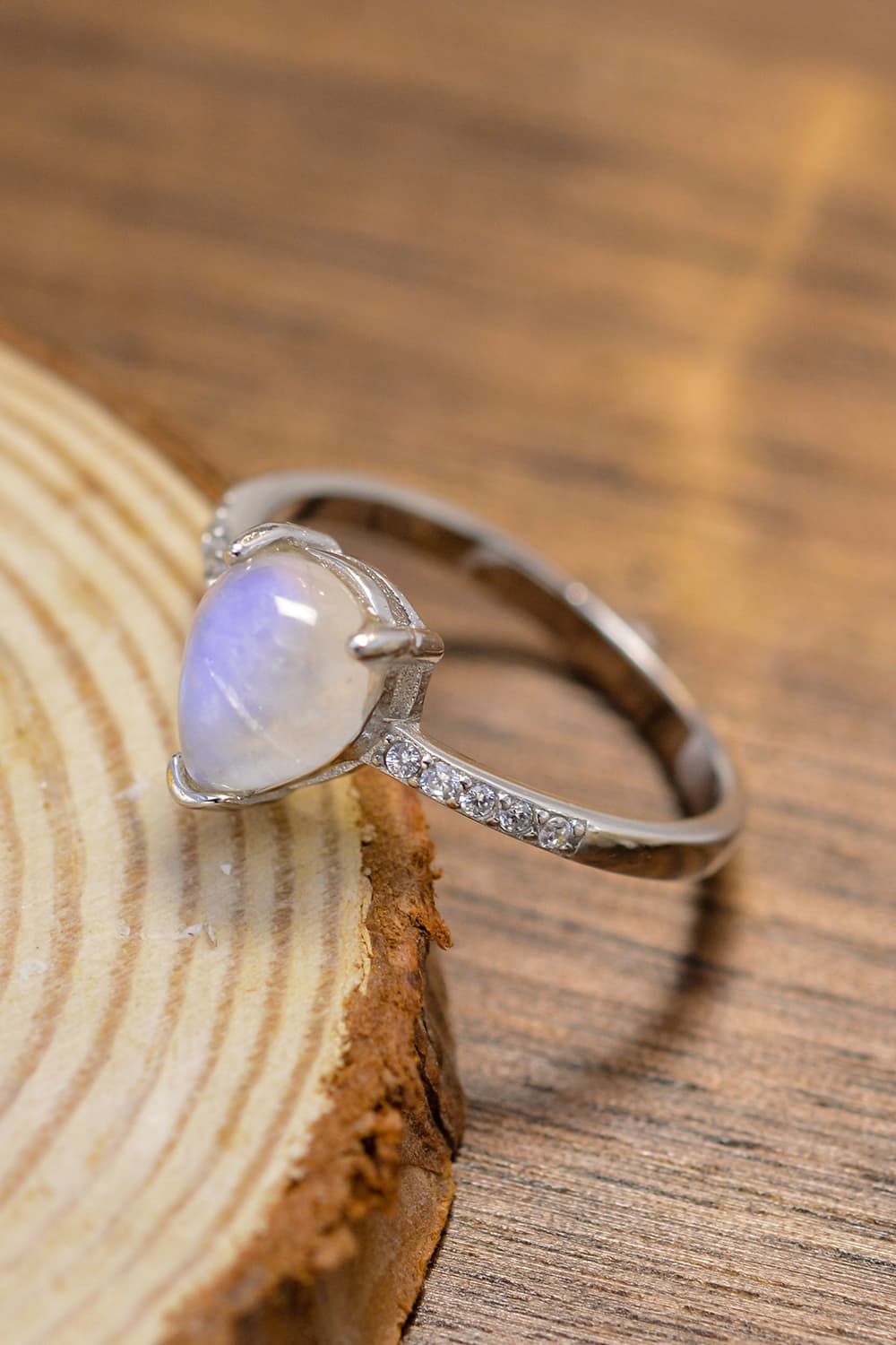 moonstone side stone ring