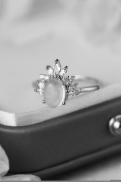 rose gold moonstone silver ring