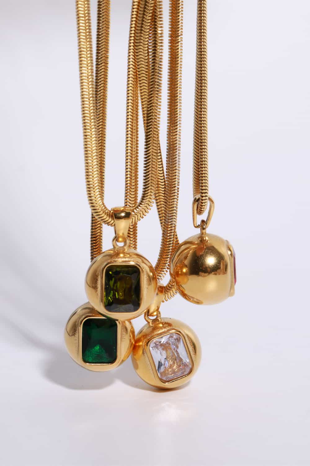 gold geometric zircon pendant