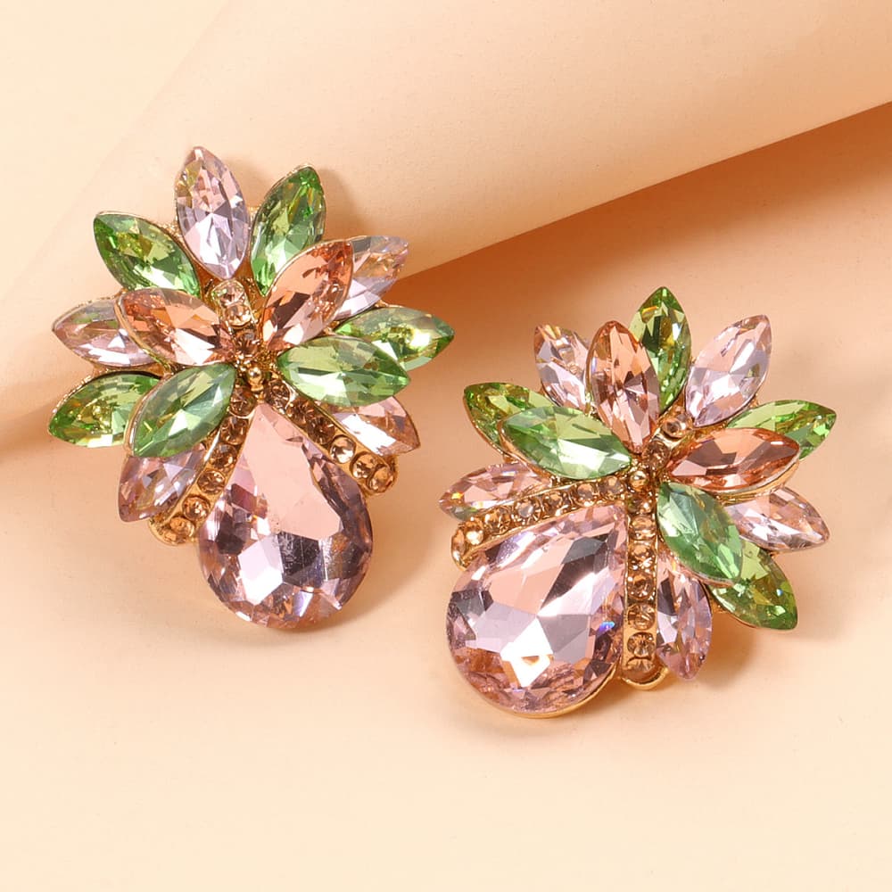 floral glass stone studs