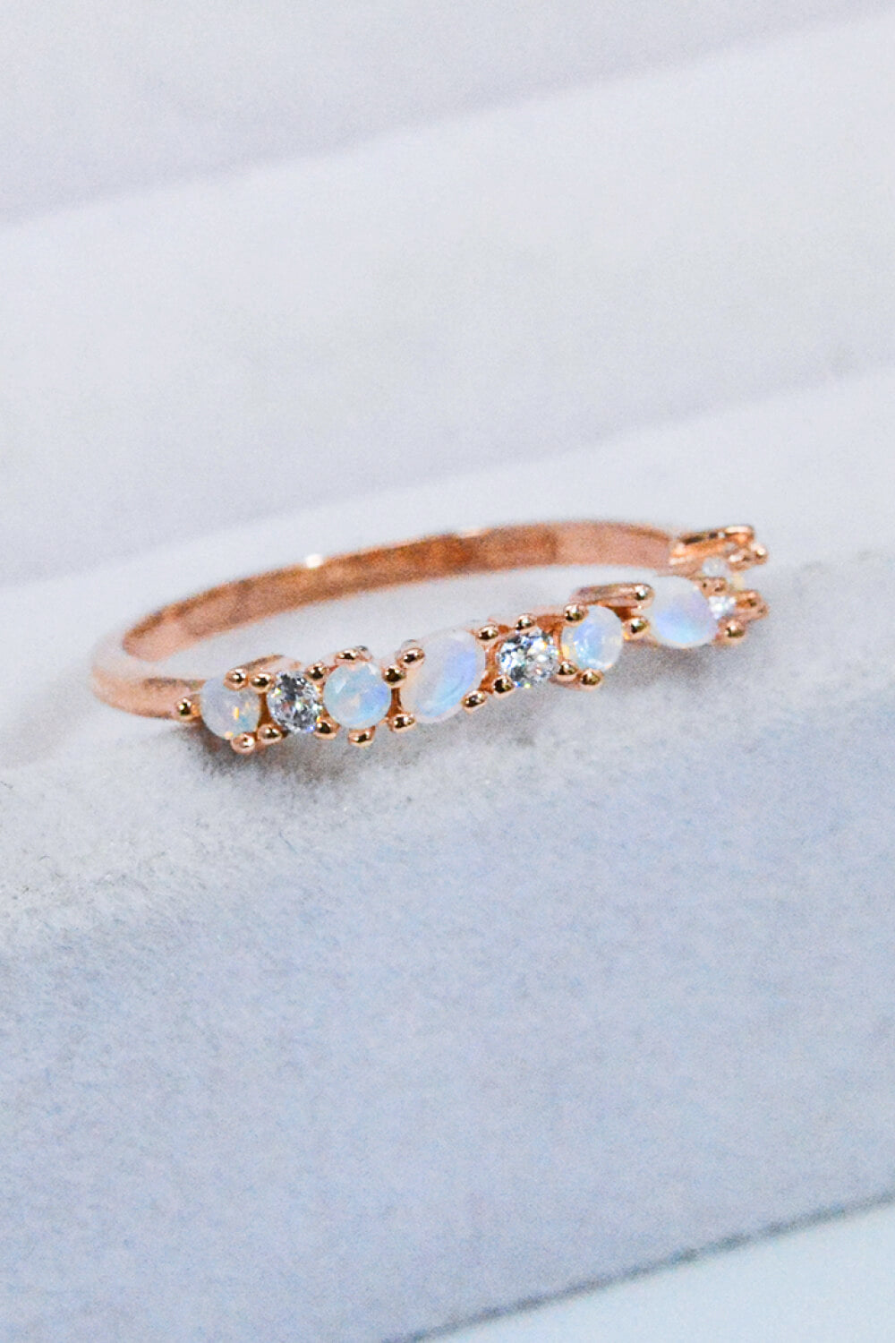 moonstone zircon accent ring