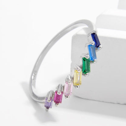 contrast zircon silver ring