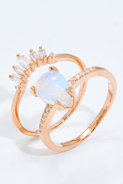 moonstone zircon rose gold set