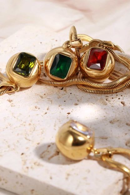 gold geometric zircon pendant