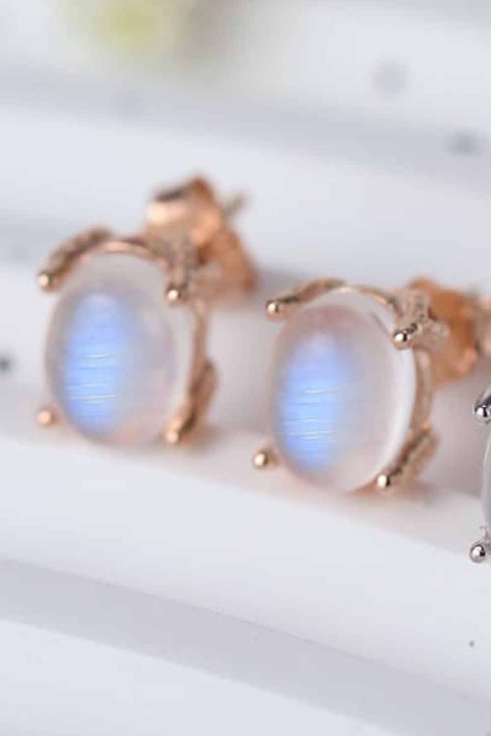 moonstone silver stud earrings