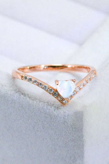 heart moonstone silver ring
