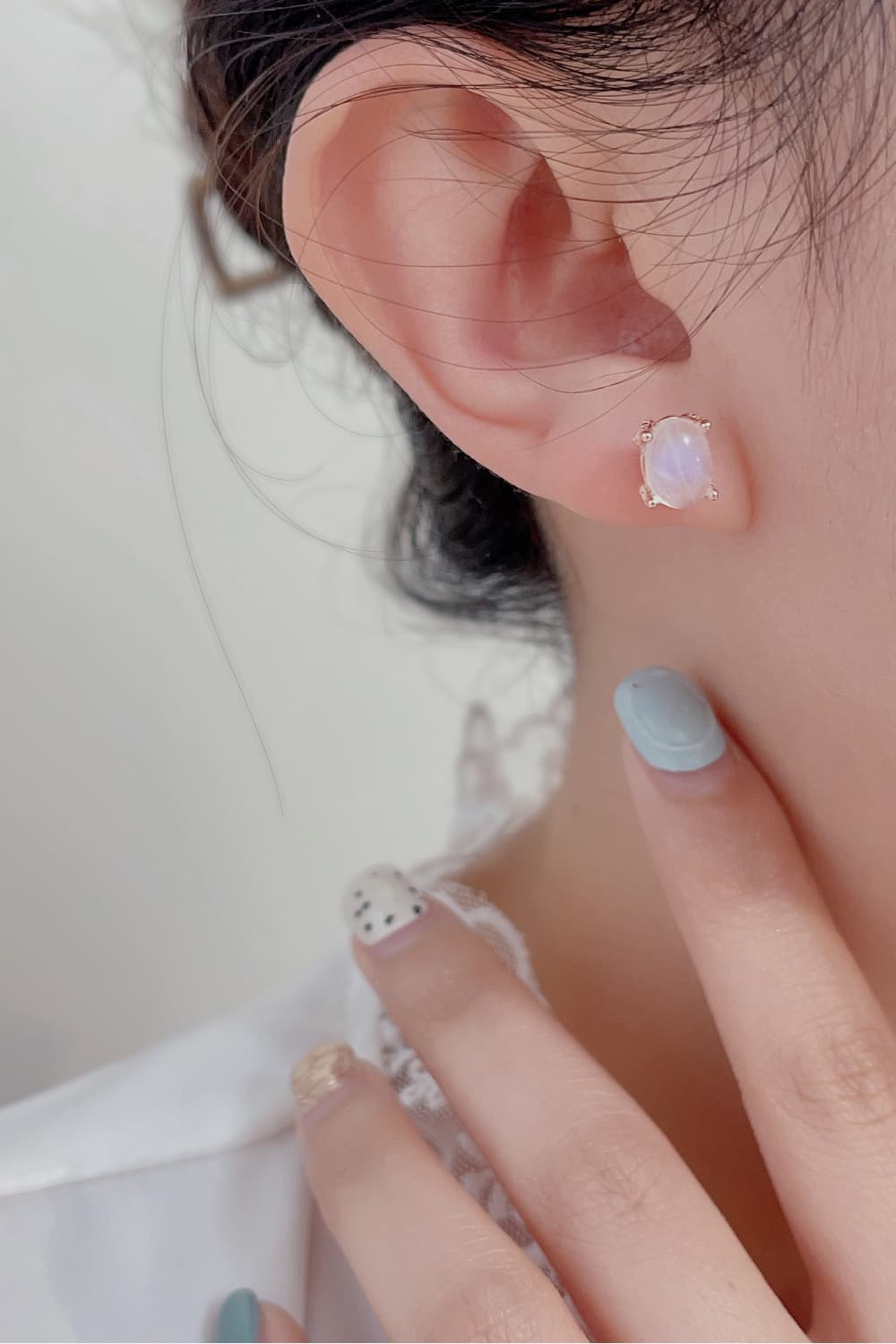 moonstone silver stud earrings