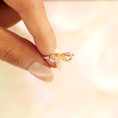 feather zircon silver ring