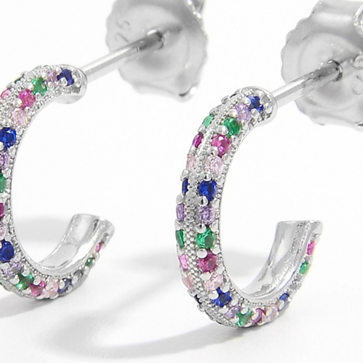 contrast zircon silver studs
