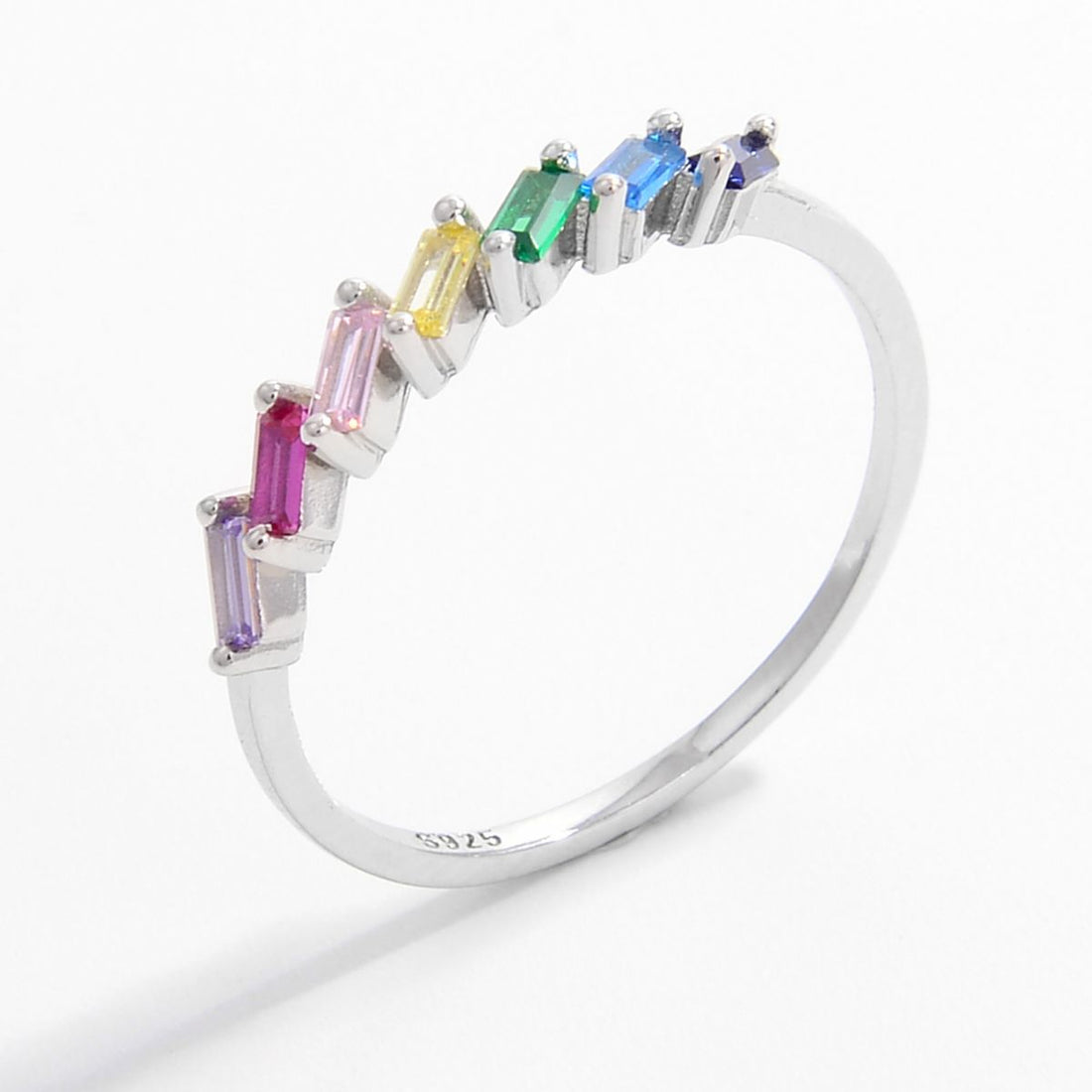 contrast zircon silver ring