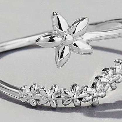 floral silver ring
