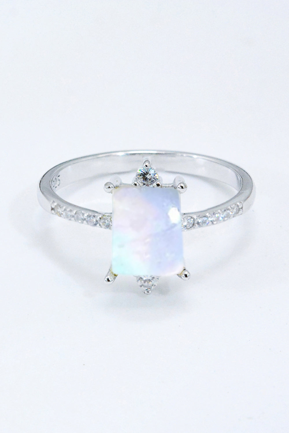 square moonstone silver ring