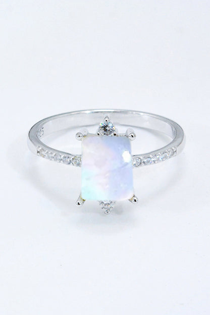 square moonstone silver ring