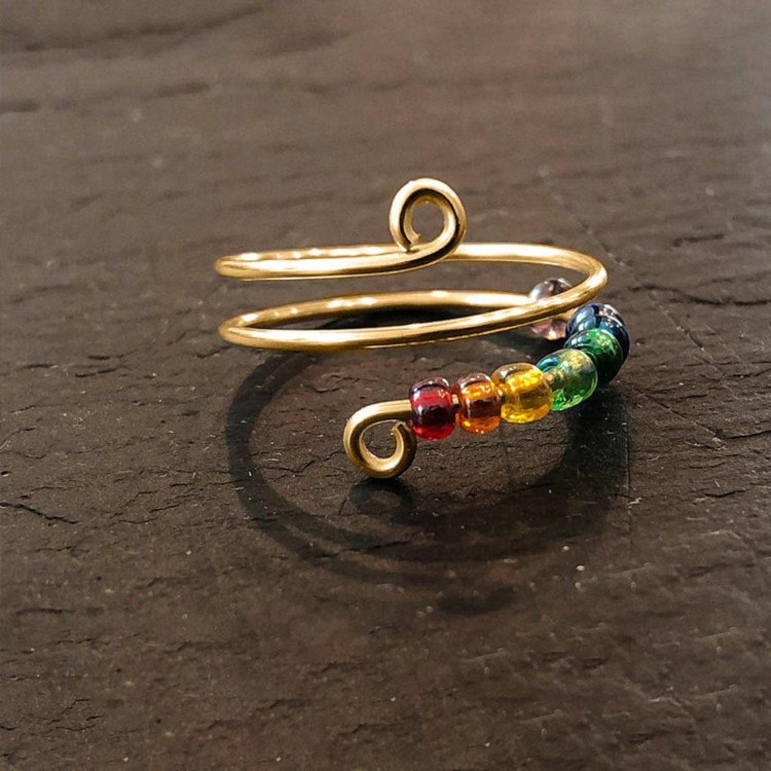 beaded wrap silver ring