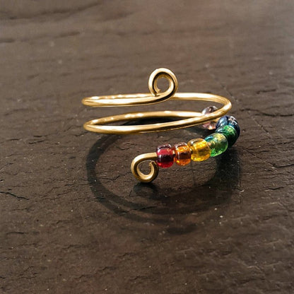 beaded wrap silver ring