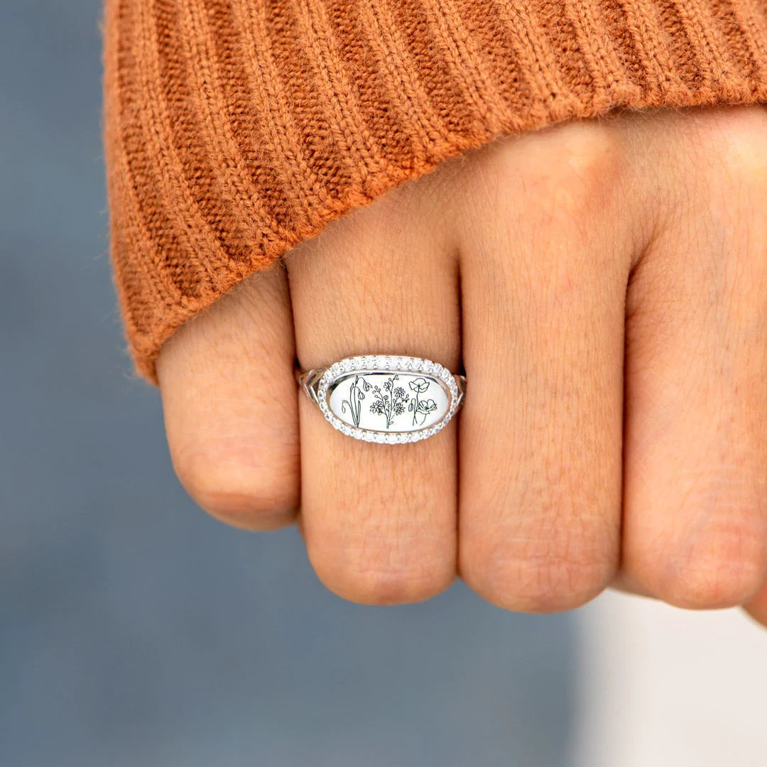 floral epoxy zircon ring
