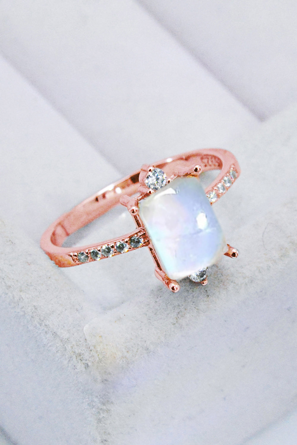 square moonstone silver ring