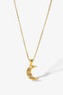 gold moon zircon pendant necklace