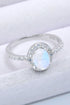 moonstone halo silver ring
