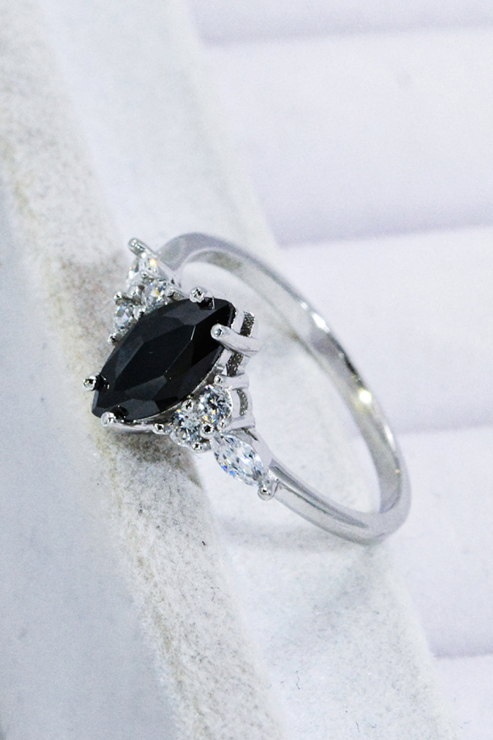 black agate silver ring