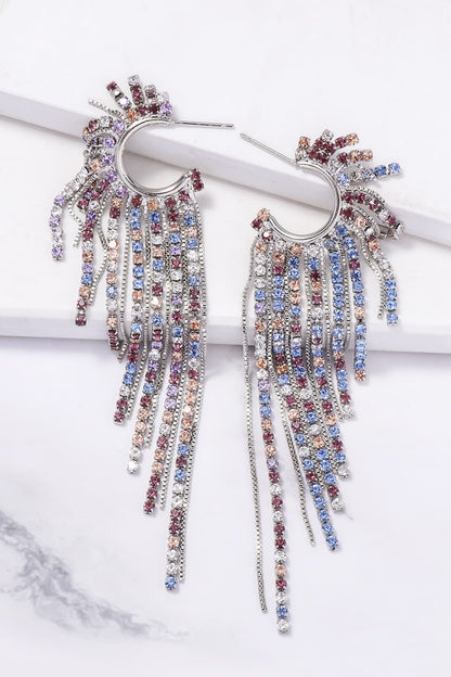 fringed crystal drop hoops