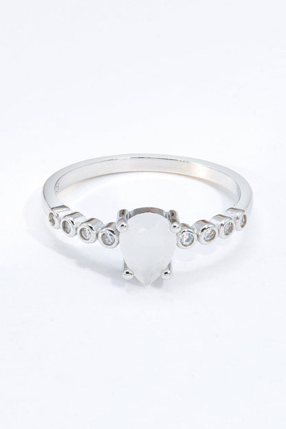 moonstone teardrop ring