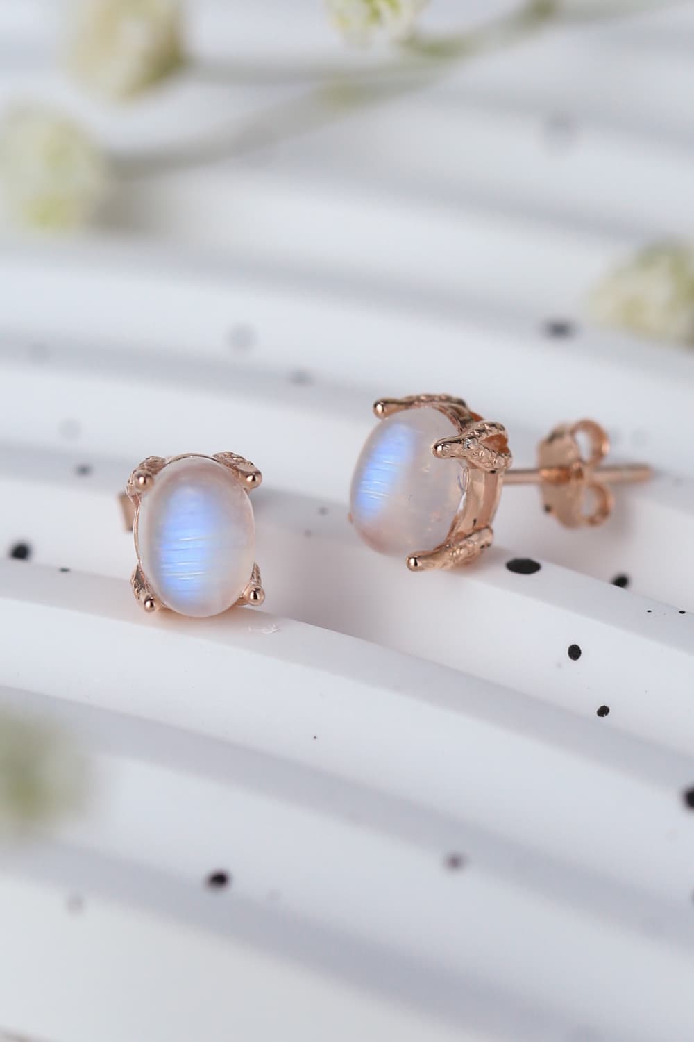 moonstone silver stud earrings