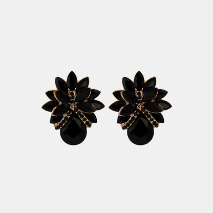 floral glass stone studs