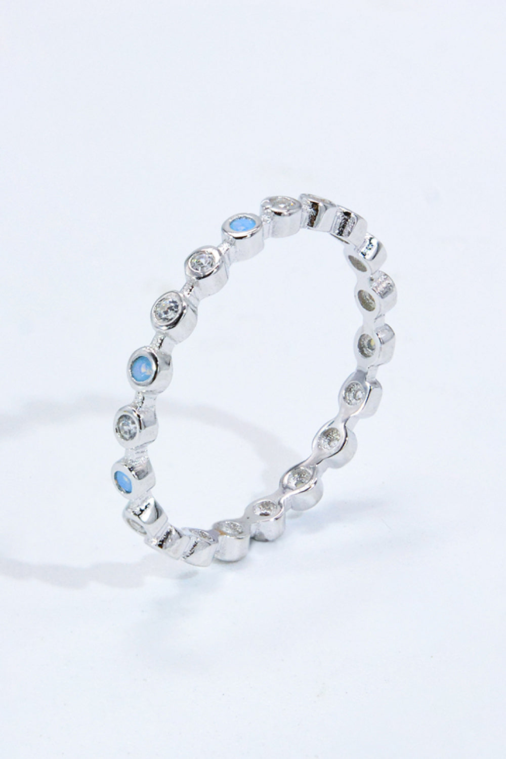 moonstone zircon silver ring