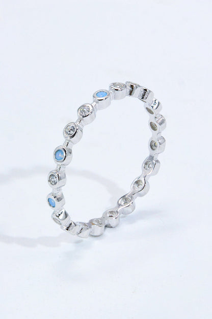 moonstone zircon silver ring