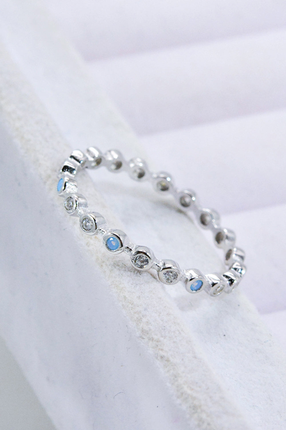 moonstone zircon silver ring